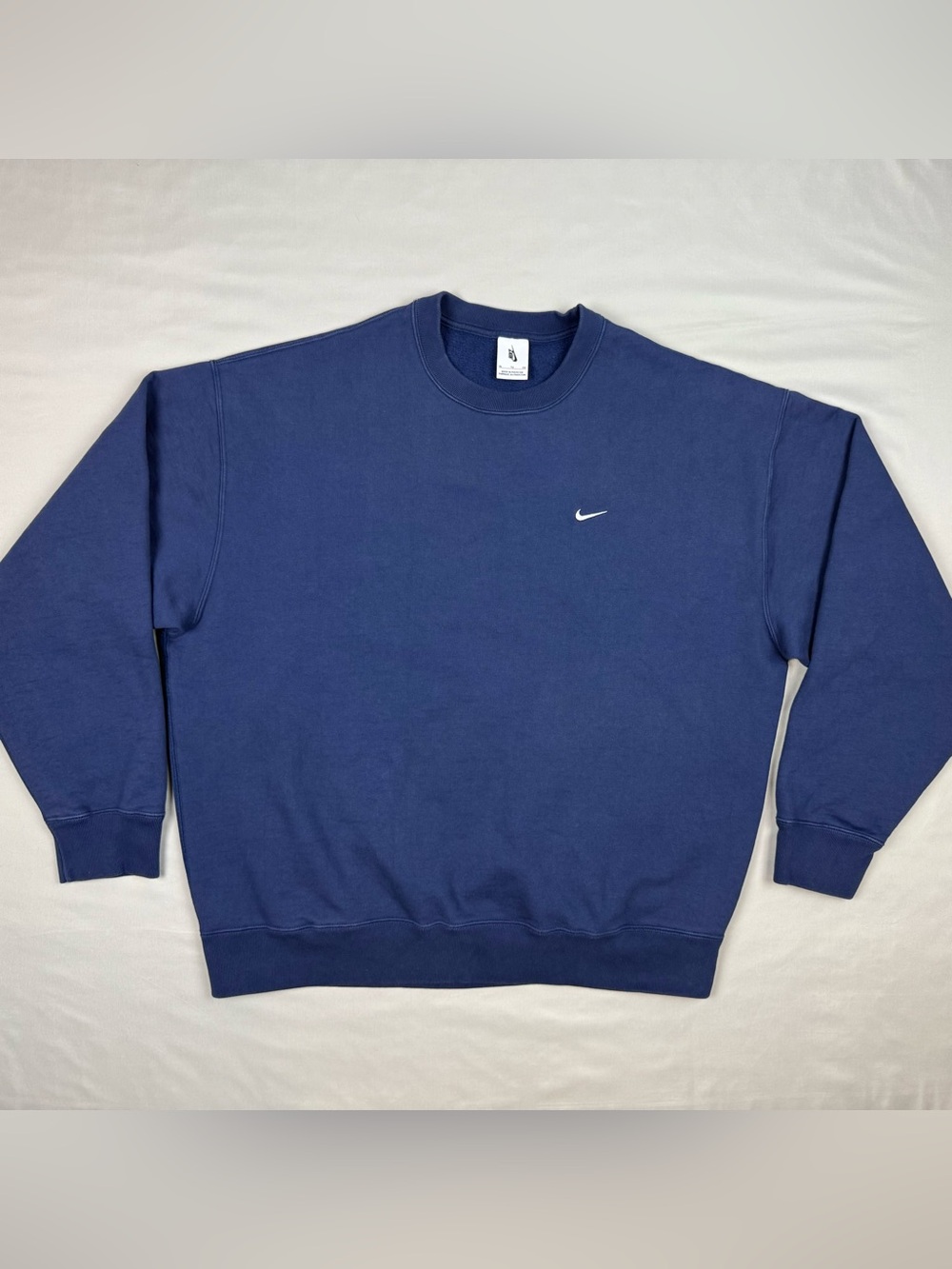 Nike Lab NRG Crewneck Sweatshirt XL Navy Blue Relaxed Fit Embroidered Swoosh B7